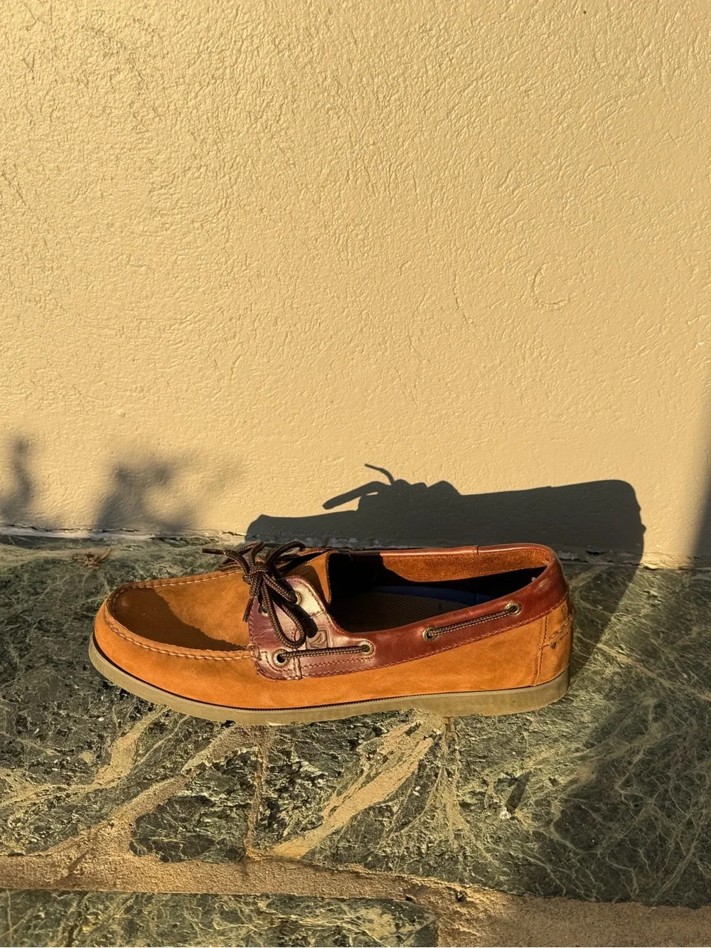 Sperry Two-Tone Brown Leather & Tan Suede Boat Shoes